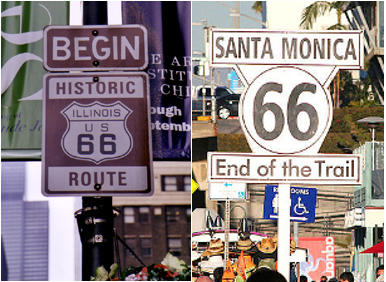 Picture of the beginning and end of Route 66